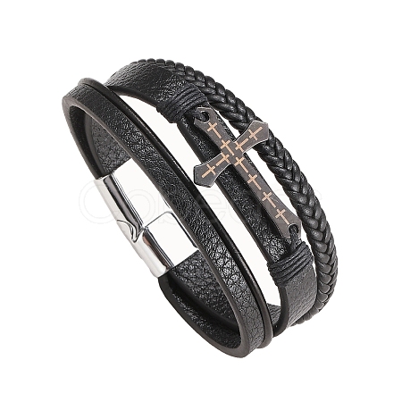 PU Leather Multi-strand Bracelets PW-WGD7CFC-01-1