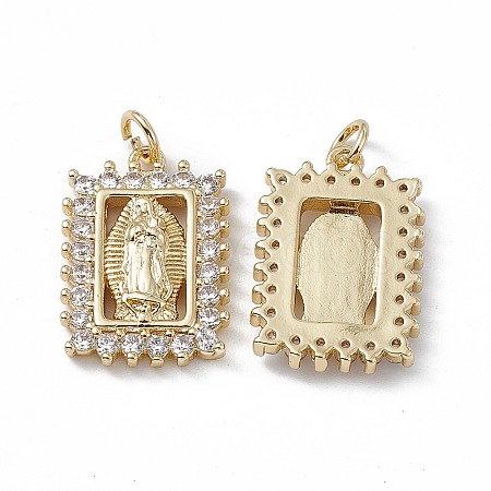 Brass Clear Cubic Zirconia Pendants KK-E068-VA049-2-1