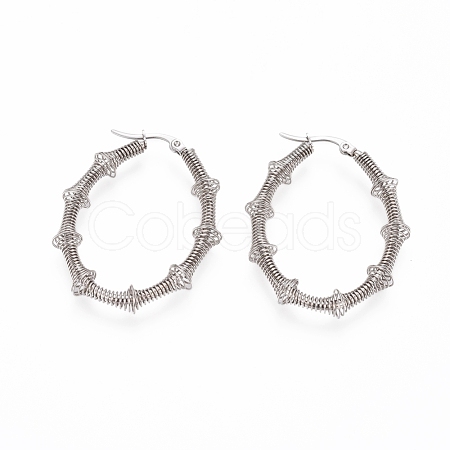 Long-Lasting Plated 304 Stainless Steel Wire Wrapped Hoop Earrings EJEW-D250-04B-P-1