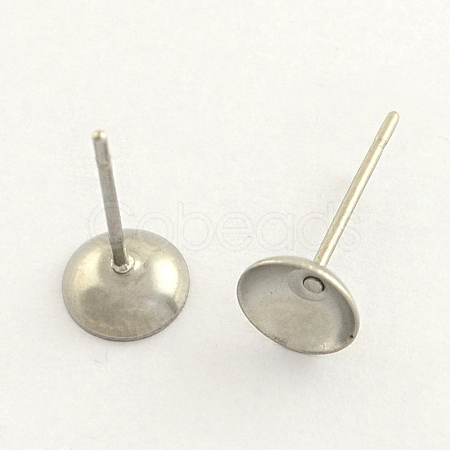 304 Stainless Steel Post Stud Earring Findings STAS-R063-48-1