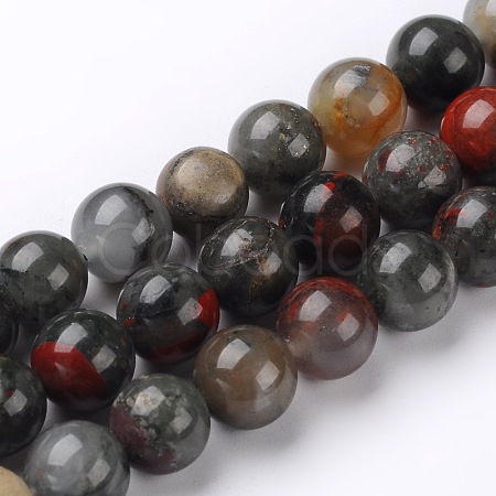 Natural African Bloodstone Beads Strands G-L383-06-10mm-1