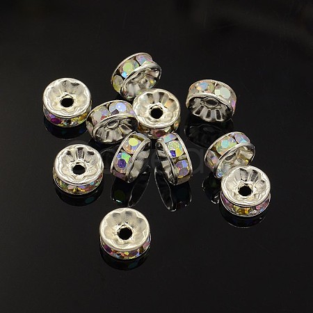 Brass Rhinestone Spacer Beads X-RB-A014-Z8mm-28S-1