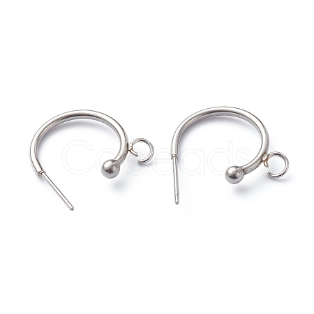 Non-Tarnish 304 Stainless Steel Half Hoop Earrings STAS-Z028-B01-P-1