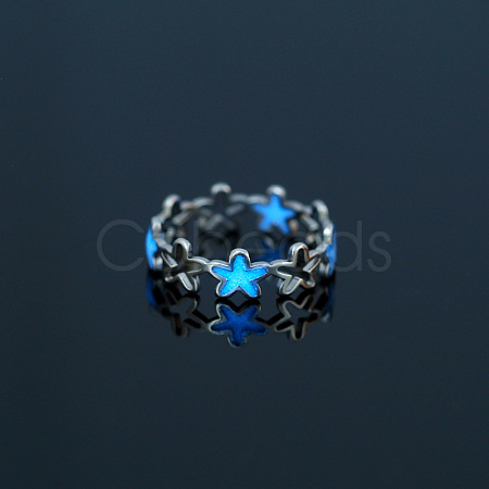 Luminous 304 Stainless Steel Star Finger Ring LUMI-PW0001-120D-1