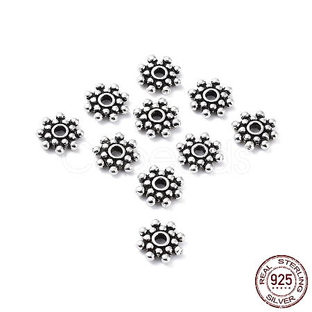 925 Thailand Sterling Silver Double Daisy Spacer Beads STER-NH0001-10AS-1