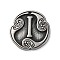 Rune Letters Alloy Pendants, Round, Antique Silver, 25x3mm, Hole: 1.6mm