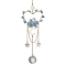 Natural Aquamarine Chip Beads with Brass Finding Pendant Decorations, Heart Hanging Suncatcher, 260mm