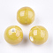 Handmade Porcelain Beads, Bright Glazed Porcelain, Round, Gold, 14~14.5x13.5~14mm, Hole: 2.5~3mm