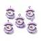 Opaque Resin Pendants, with Iron Loops, Shell Shape, Lilac, 20x18mm, Hole: 2mm