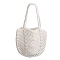 Woven Cotton Shoulder Bags, Women Handbags, White, 50x33cm