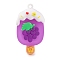 Ice Cream with Fruit PVC Plastic Pendants, Grape, 52.5x29.5x19mm, Hole: 3mm