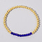 Colorful Birthstone Faceted Bicone & Brass Beaded Stretch Bracelets for Women, Mauve, 6-7/8 inch(17.5cm)