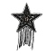 Star Resin Hotfix Rhinestone, with Tassel, Iron on Patches, for Dress, Shoes, Garment Decoration, Black, 135mm