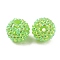 Opaque Acrylic Beads, Berry Beads, with Rhinestone, Round, Lawn Green, 20x18mm, Hole: 3mm