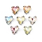 Brass Glass Rhinestone Sew on Rhinestones, Heart, Faceted, Mixed Color, Platinum, 9x8x5mm, Hole: 0.8mm