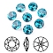 Pointed Back & Back Plated K9 Glass Rhinestone Cabochons, Grade A, Faceted, Flat Round, Indicolite, 10x5mm