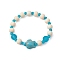 Synthetic Turquoise & Wood & Glass Beaded Stretch Bracelets for Boys Girls, Tortoise, Inner Diameter: 1-3/4 inch(4.4cm), Tortoise: 17~18x14mm