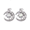 Brass Micro Pave Clear Cubic Zirconia Glass Pendants, with Jump Ring, Long-Lasting Plated, Moon, Cadmium Free & Lead Free, Real Platinum Plated, Ghost White, 21x16.5x4.5mm, Jump Ring: 5x0.8mm, 3.5mm Inner Diameter