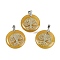 Natural Yellow Aventurine Flat Round Pendants, Tree of Life Charms with Rack Plating Platinum Tone Brass Snap on Bails, Cadmium Free & Lead Free, 30.5~32x25~25.5x6.5~7.5mm, Hole: 4.5x3.5mm