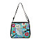 Owl Printed Polyester Shoulder Bags, for Women Bags, Rectangle, Turquoise, 28.5x24x7.5cm