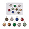 Fashewelry 9Pcs 9 Styles Natural Mixed Stone Charms, with Stainless Steel Color Plated 304 Stainless Steel Findings, Half Round, 13.5x10x7.5mm, Hole: 2.5mm, 9 styles, 1pc/style