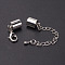 Iron Chain Extender, with Lobster Claw Clasps and Brass Cord Ends, Platinum, 37mm, Hole: 7.5mm, Cord End: 12x8mm, Hole: 7.5mm