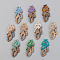 Resin & Walnut Wood Pendants, Leaf, Mixed Color, 37.5x15.5x3mm, Hole: 2mm