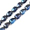 Electroplate Glass Beads Strands, Teardrop Shape, Marine Blue, 15x11.5~12x10~10.5mm, Hole: 1.2mm, about 39~40pcs/strand, 23.62~23.94 inch(60~60.8cm)