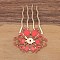 Alloy Hair Comb Findings, for DIY Jewelry Accessories, Enamel Flower, Red, 65mm, 10pcs/set