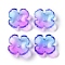 Baking Paint Glass Bead Caps, 4-Petal Flower, Violet, 12x12x4.5mm, Hole: 1.4mm