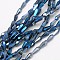 Faceted Rainbow Plated teardrop, Electroplated Glass Beads Strands, Marine Blue, 10x4mm, Hole: 1mm, about 60pcs/strand, 23.6 inch