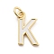 Rack Plating Brass Pendants, with Enamel and Jump Ring, Cadmium Free & Lead Free, Long-Lasting Plated, Real 18K Gold Plated, Letter, Letter K, 11.5x7x1mm, Hole: 2.5mm