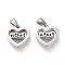 Non-Tarnish Mother's Day 304 Stainless Steel Pendants, Cut-Out, Hollow, Manual Polishing, Heart with Word Mama, Stainless Steel Color, 15x15x3.5mm, Hole: 3x6mm