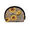 Printed Velvet Fabric Shell Shaped Coin Bags, Zipper Wallets, Flower, 12x4cm