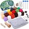 Needle Felting Kit, for Doll Making Tool Set, including Finger Protector, Felting Needle, Leaf Pattern Storage Bag, Wool Roving, Keychain Clasp, Mixed Color, 210x190x140mm