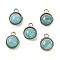 Natural Amazonite Pendants, with GoldenTone Rack Plating Brass, Flat Round, 9.8x7.5x4.3mm, Hole: 1.2mm