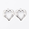 Brass Pendants, Nickel Free, Heart, Platinum, 23x20x2.5mm, Hole: 2mm