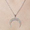 201 Stainless Steel Hollow Double Horn Pendant Necklace NJEW-OY001-82-1