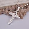 Simple Silver Color Plated Brass Cubic Zirconia Cross Pendant Unisex Necklaces NJEW-BB12827-4
