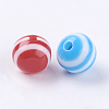 Mixed Color Round Striped Resin Chunky Beads X-RB017Y-2