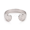304 Stainless Steel Double Hand Hug Open Cuff Ring for Women RJEW-C025-08A-P-3
