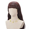 Resin Lemon Pendant Necklace with Glass Beaded Flower Chains for Women NJEW-TA00057-4