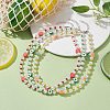 3Pcs 3 Style Fruit Polymer Clay & Glass Seed & Acrylic Pearl Beaded Necklaces Set NJEW-JN04582-2
