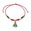 4Pcs 4 Style Christmas Theme Alloy Enamel Charm Bracelets Set BJEW-JB11087-3