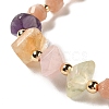 Faceted Natural Sunstone Stretch Beaded Bracelets BJEW-P318-01G-04-2