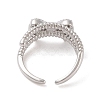 Bowknot Brass Micro Pave Clear Cubic Zirconia Open Cuff Rings RJEW-S417-02P-02-3