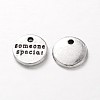 Tibetan Style Alloy Flat Round Carved Word Someone Special Charms TIBEP-A2817-AS-NR-1