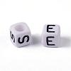 Mixed Letters White Letter Acrylic Cube Beads X-PL37C9308-3