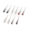 5 Pairs 5 Style Natural Mixed Gemstone Bullet Dangle Earrings EJEW-JE05079-1
