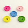 4-Hole Dyed Flat Round Wooden Buttons BUTT-Q032-63E-1